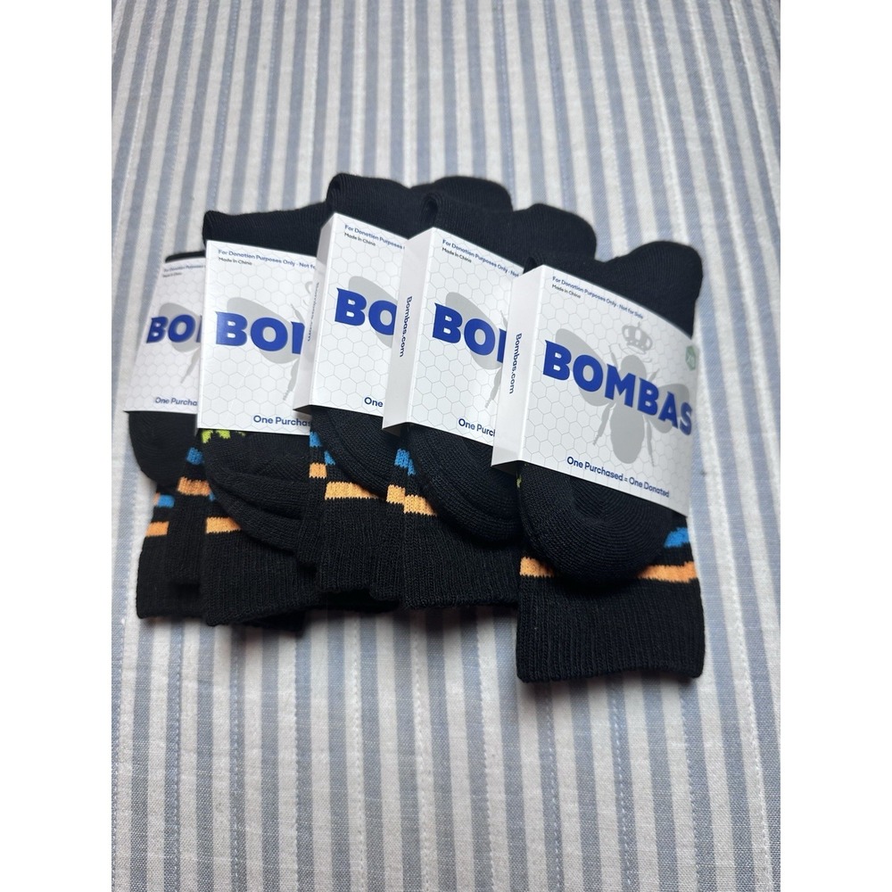 Bombas Youth XS Black Unisex Socks 5 Pair
